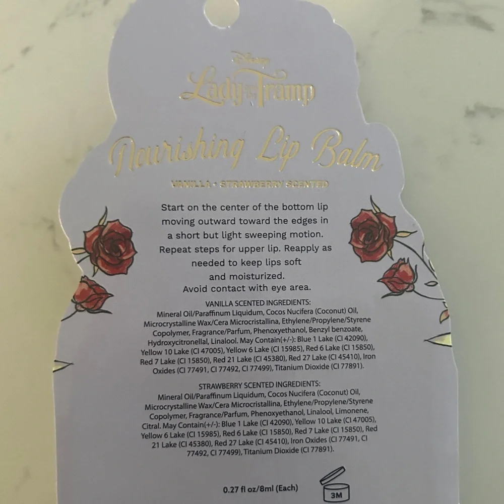 Disney Lady and the Tramp Lip Balm Set – Vanilla & Strawberry | NWT